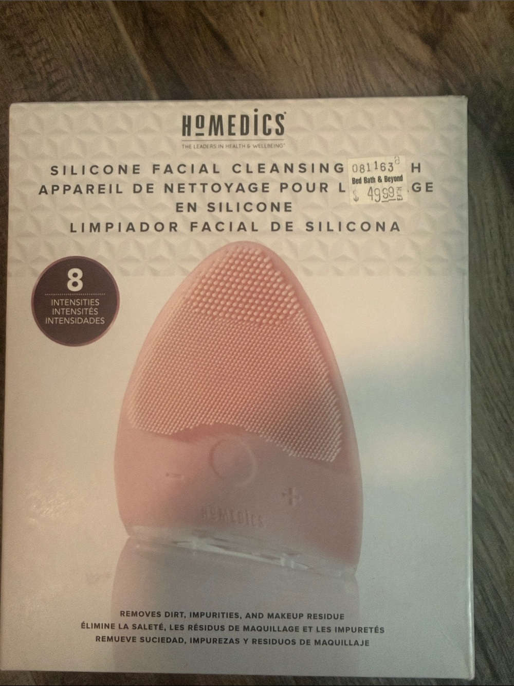 New in Box Homedics Silicone Facial Cleansing Brush in Light Pink
